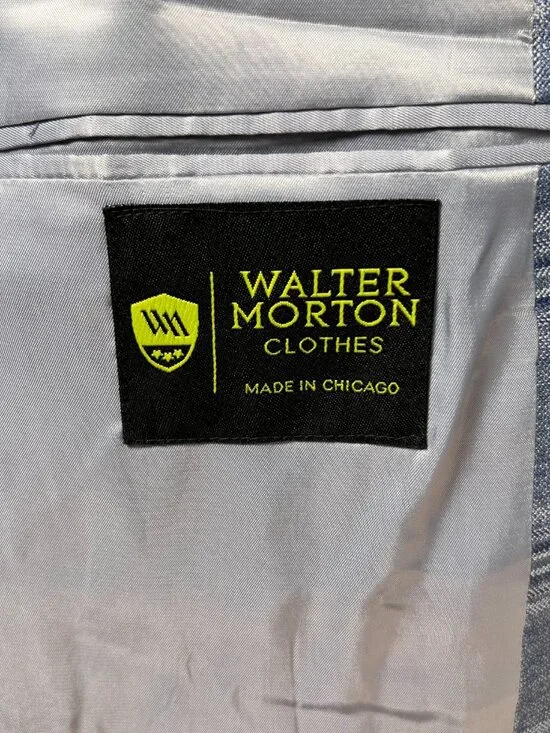 NWT WALTER MORTON 45XL Light Blue Plaid 2 Btn 100% Wool Blazer Made in USA - Picture 8 of 8